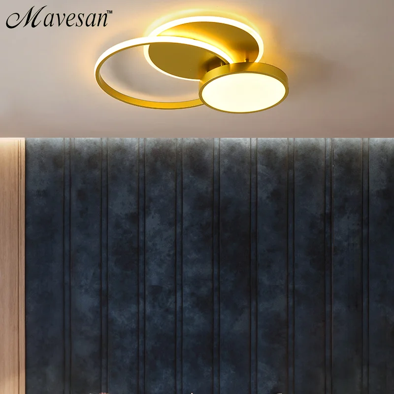 Золотой светодиодный потолочный светильник для гостиной современный спальни