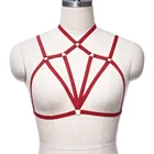 Судб тела жгут Топы клетка бюстгальтер, ботинки для панков и готов, танцевальный фестивальный рейв одежда жгут мягкий пояс Ремни для нижнего белья красный бюстгальтер