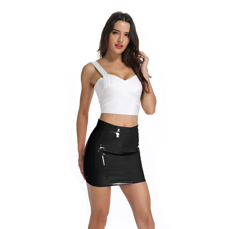 

Casual 2021 PU Leather Skirt Shiny Mini Women Skirt