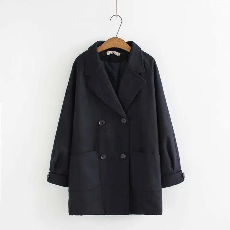 

Plus Size Autumn Winter Women's Double-breasted Coat Long Slim Trench Outwear Oversized coats