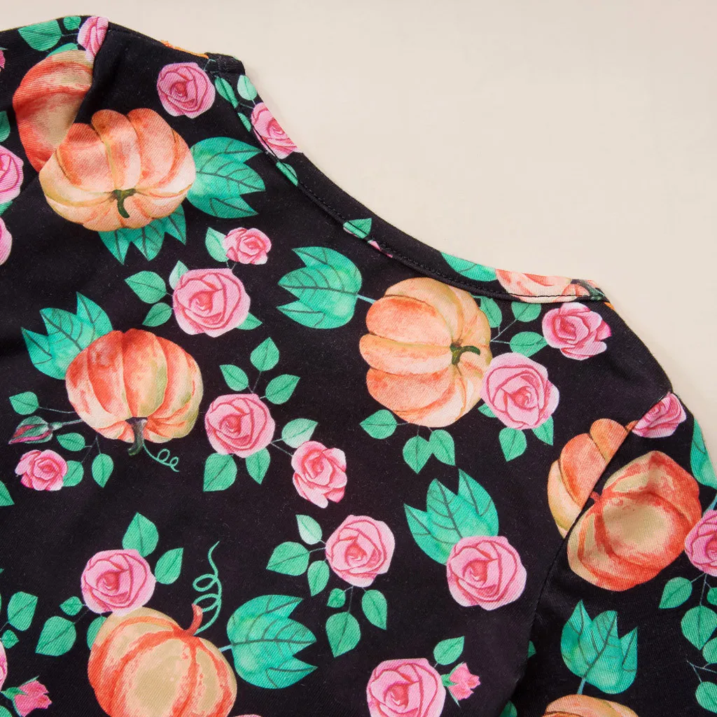 Зимние наряды для девочек Комбинезон с принтом тыквы на Хэллоуин маленьких