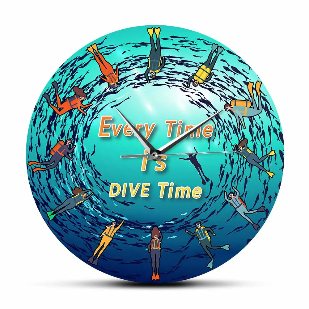 Настенные часы с подводным плаванием, бесшумные кварцевые украшения для дайвинга, подводное искусство, для домашнего декора, подарок для дайвинга