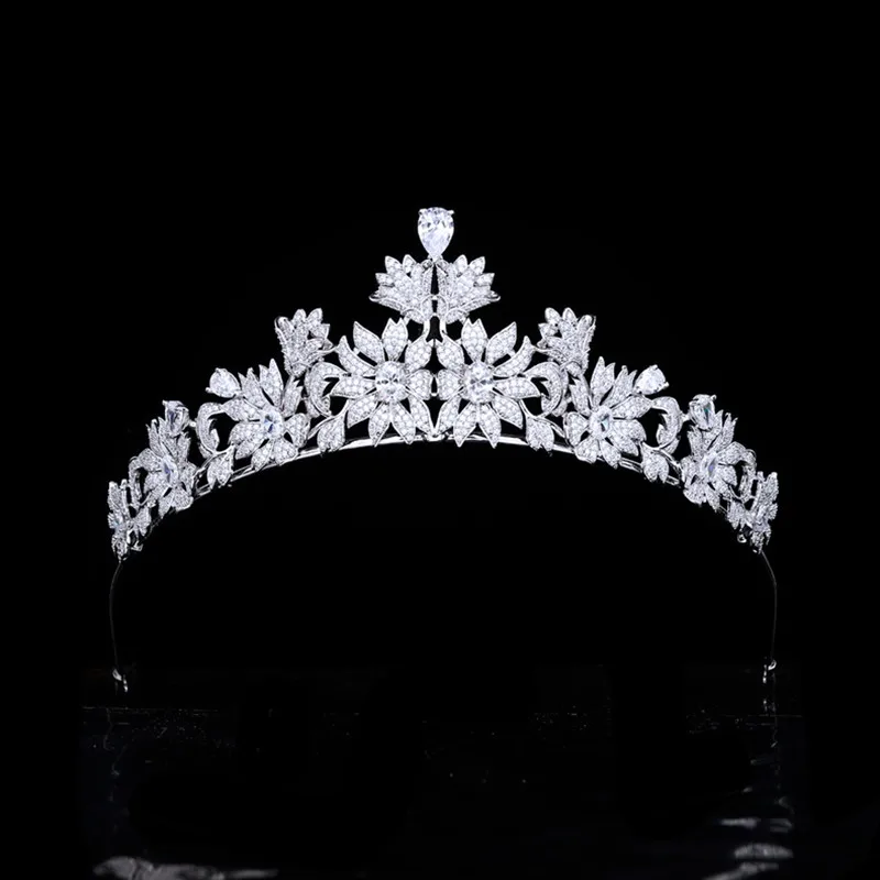 

Zircon Bridal Wedding Crown Headband Flower Tiaras Wedding Headband Women Jewelry Accessories HQ0410