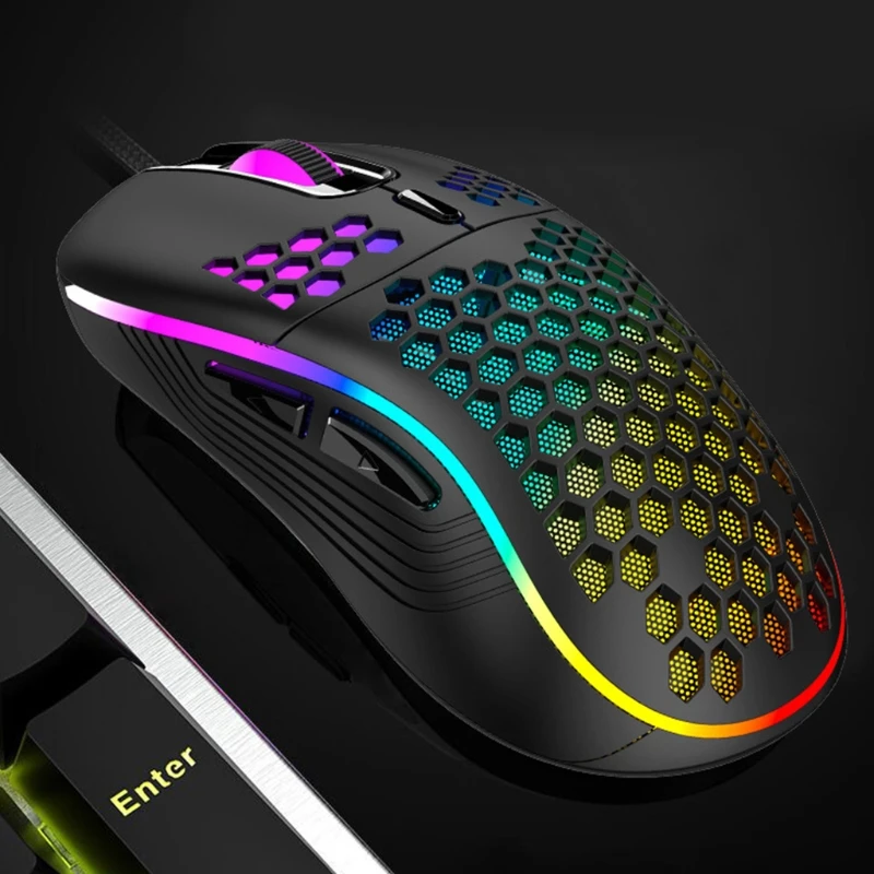 

New USB Mice Accessories Wired Gaming Hollow Out Lighting Mechanical Mouse RGB Backlit 6 Buttons Programmable Driver 7200DPI