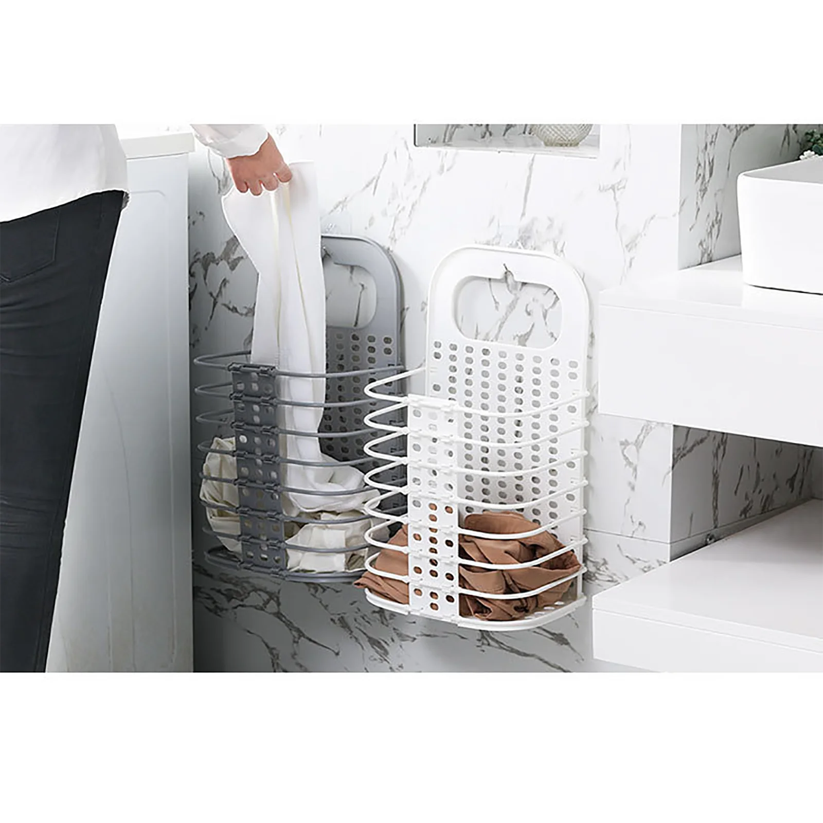 

1PCS Foldable Laundry Basket Portable Dirty Clothes Storage Basket Wall-mounted Clothes Storage Basket Clothes Storage Bucket