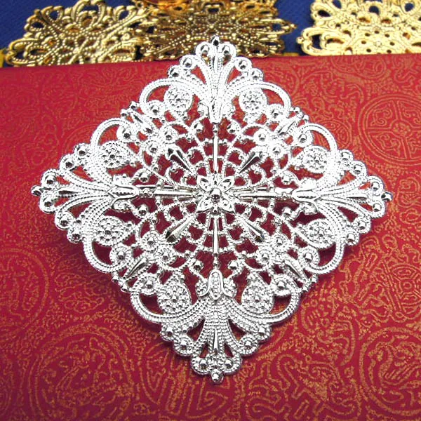 61x61 мм Посеребренная Медная квадратная филигранная Цветочная рамка лоток