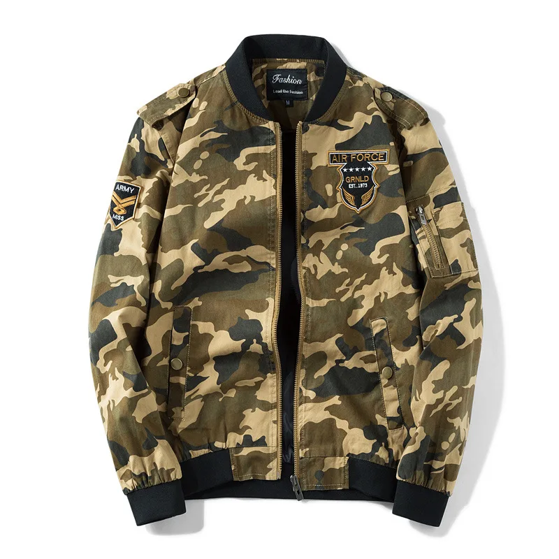 

Men's Windbreaker Bomber Jackets Camouflage Military Cargo Coats Casual Air Force Pilot Autumn Winter Men Army Tactical Jacket