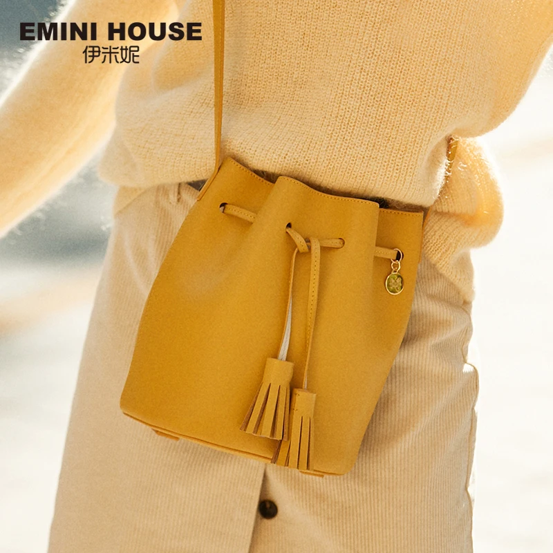 Женская сумка-ведро с бахромой EMINI роскошная дизайнерская сумка через плечо из