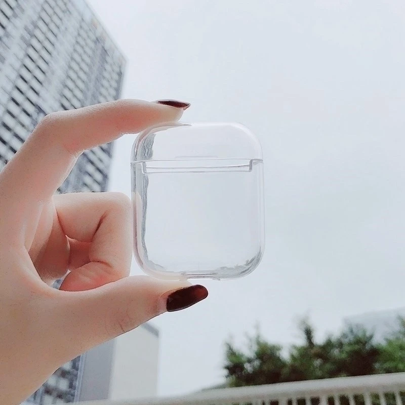 Прозрачный чехол для беспроводных наушников Apple AirPods 1 2 Жесткий Чехол ПК