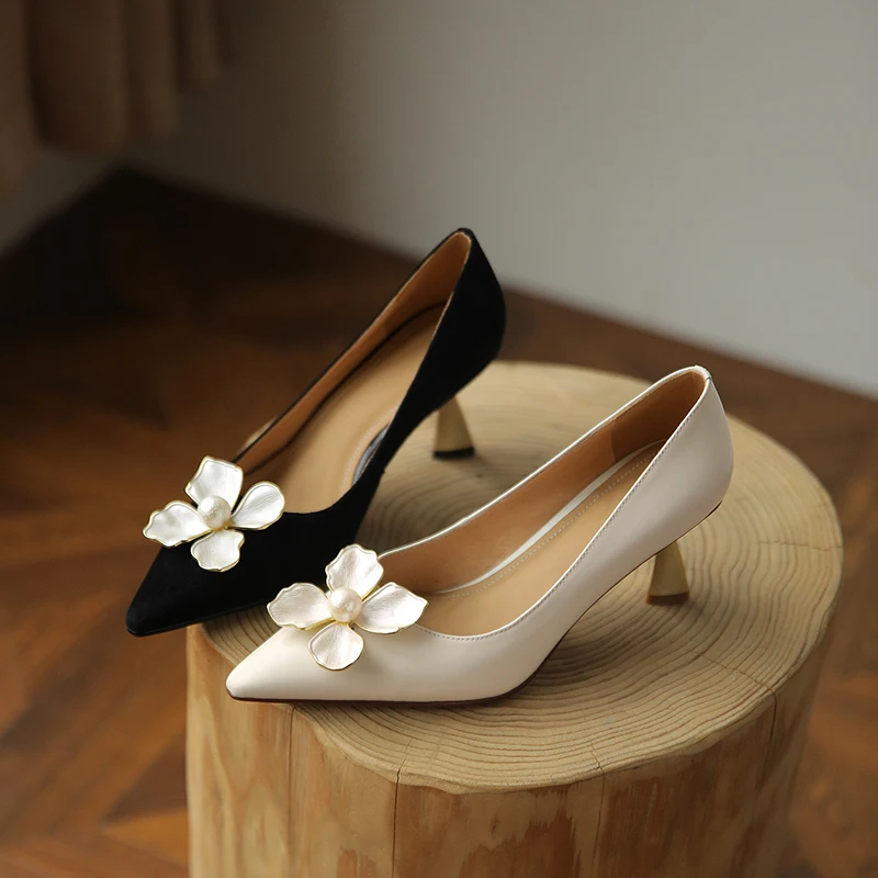 

Women Shoes Natural Leather pumps Pointed toe Soft sheepskin high heels Sheepskin/Sheep Suede Full leather inside and outside