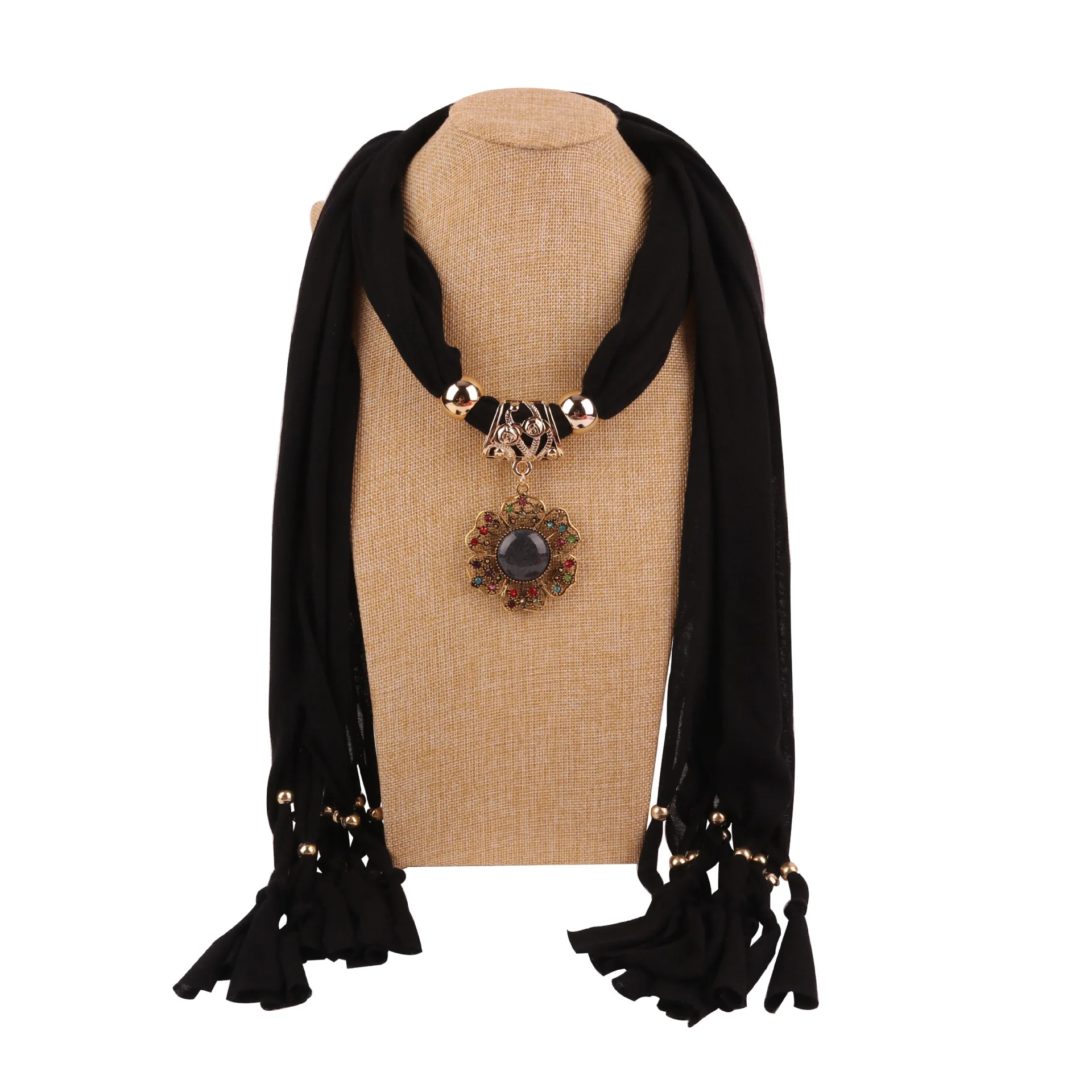 

Fashion Neck Accessories Pendant Jewellery Shawls Capes Head Hijab Plain Polyester Soft Necklace Stoles