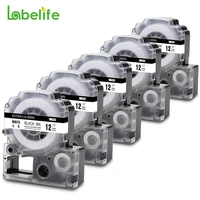 labelife 5pack ss12kw lc 4wbn compatible epson labelworks lk tape standard 12mm black on white for lw 300 lw 400 lw 600p makers