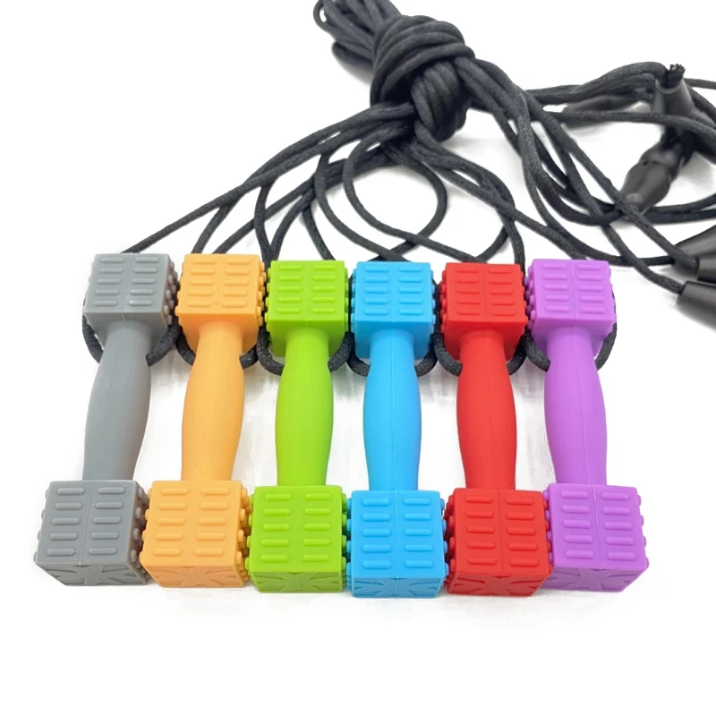 

Sensory Chew Necklace, 6 Pack Silicone Chew Pendant Training and Development Toy for Teething Babies, Autism , Anxiety
