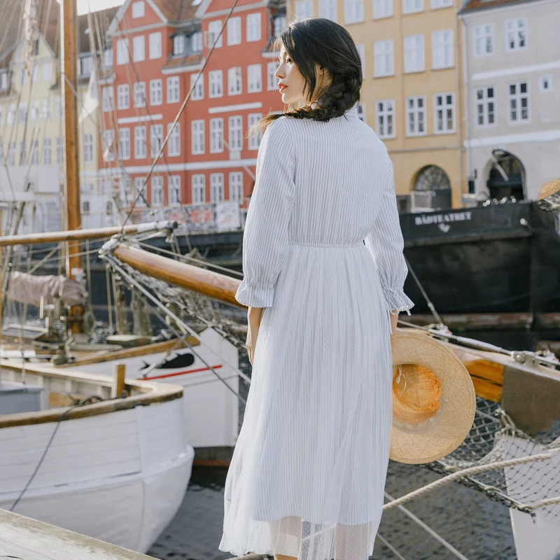 INMAN весеннее литературное платье в стиле ретро со шнуровкой и v-образным вырезом |