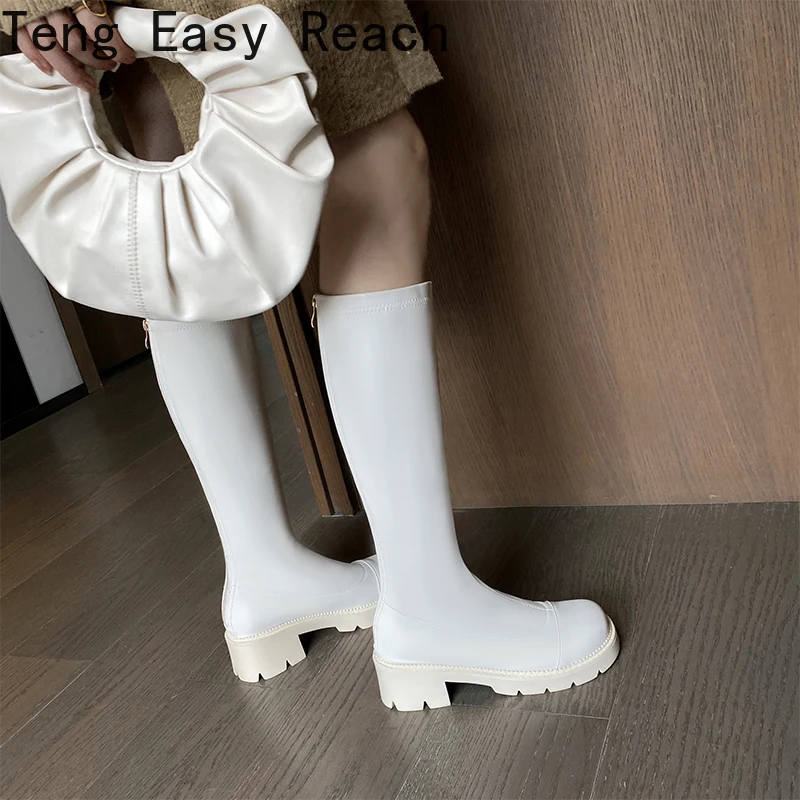 

2021 Big Size 40 Gothic Style Black Wedges High Heels Platform Trendy Cool Autumn Winter Motorcycles Boots Shoes Women Footwear