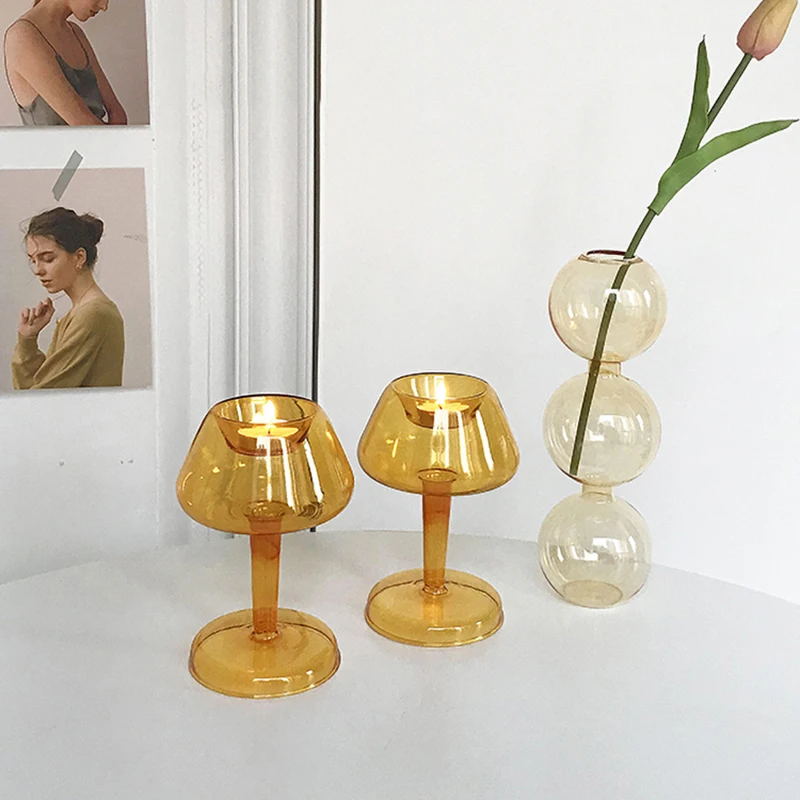 Glass Candle Holder Cup Aromatherapy Clear Decorative Home Decor Beautiful Living Room Bathroom Lighting | Дом и сад