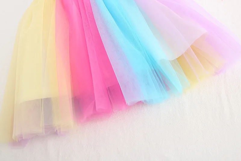 2020 платье для девочек Радужное с рукавами-лепестками и блестками милое принцессы