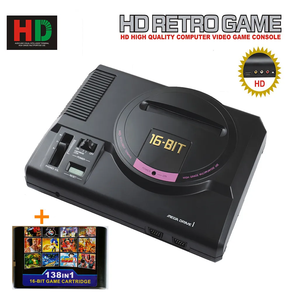 16 бит MD Genesis ТВ игровая консоль HD для оригинальной SEGA игровой Картридж с 138 в 1