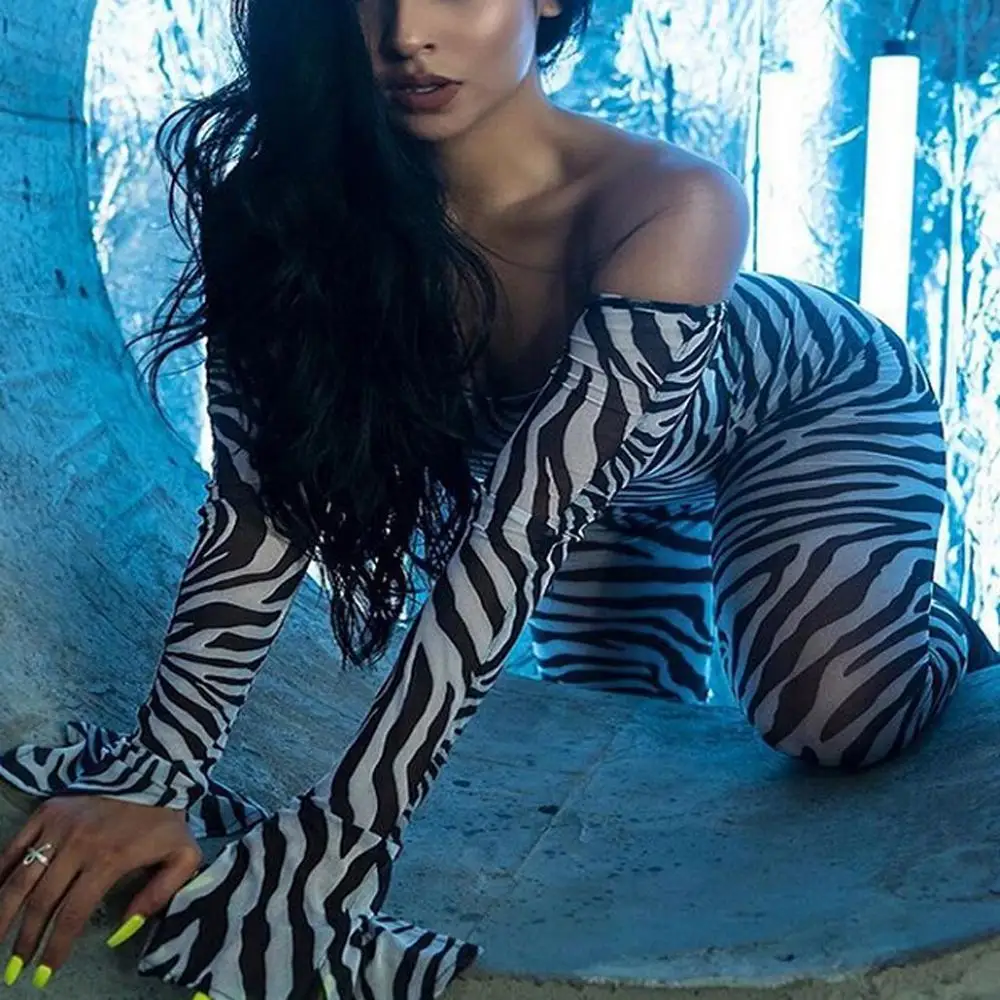 Женские комбинезоны с принтом модные облегающие пикантные открытыми плечами и