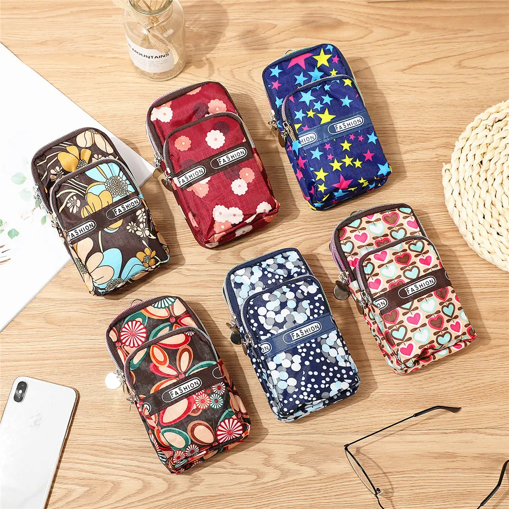 

Women Wallet Hanging Neck Coin Canvas Card Package Floral Zipper Holders Clutch Purse Lady