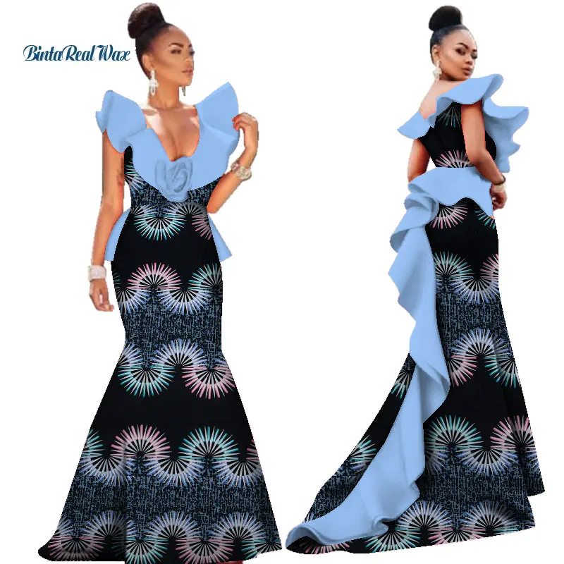 Платье женское длинное с оборками принтом в африканском стиле | Тематическая