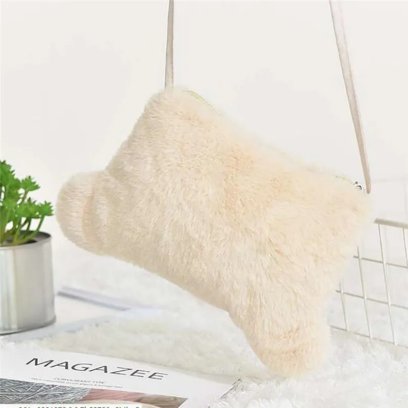 Модные плюшевые сумки на плечо для девочек конфетные женские через с милыми