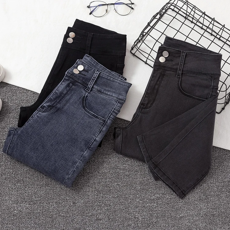 

Casual Denim Pencil Pant Female Vintage Jeans Ladies High Waist Skinny Elastic Jeans Woman 2021 New Korean Fashion