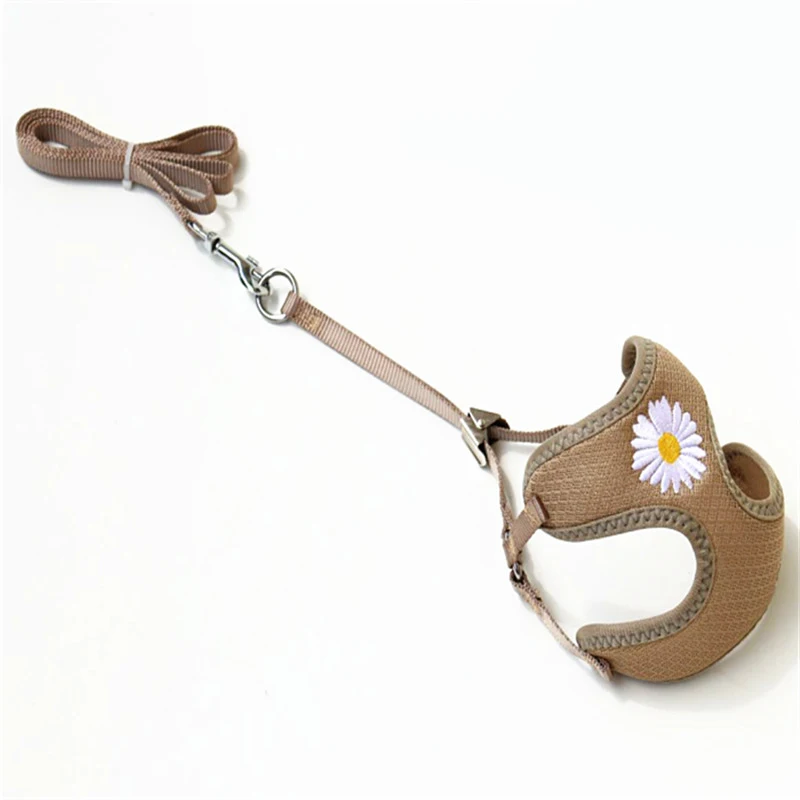 Шлейка для собак с вышивкой маргариток воздухопроницаемая жилетка поводком