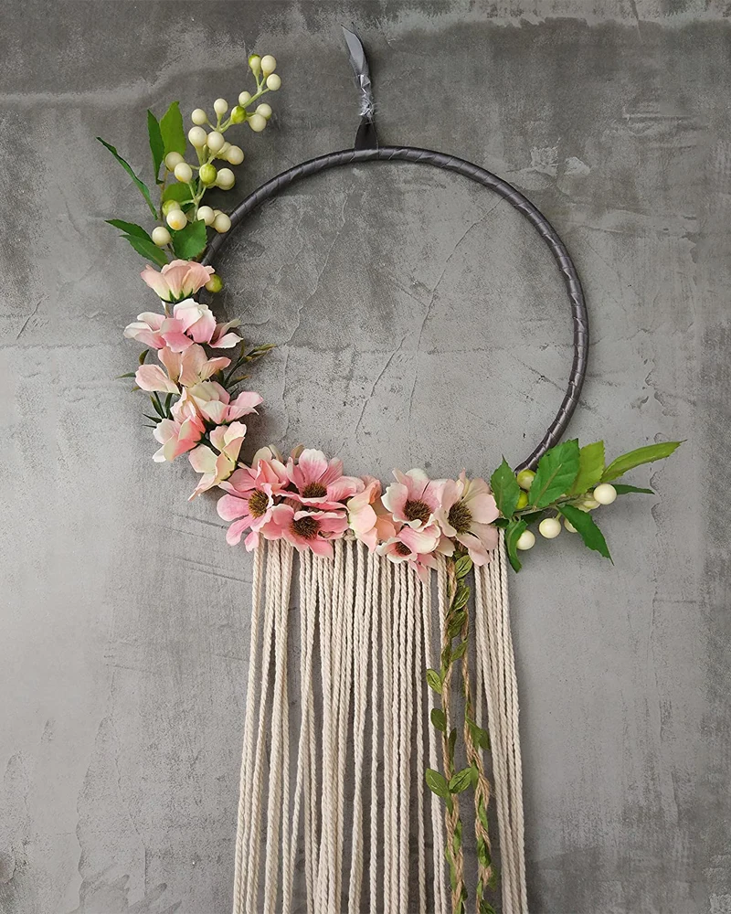 Настенный Гобелен макраме большой длинный искусственный цветок с кисточками