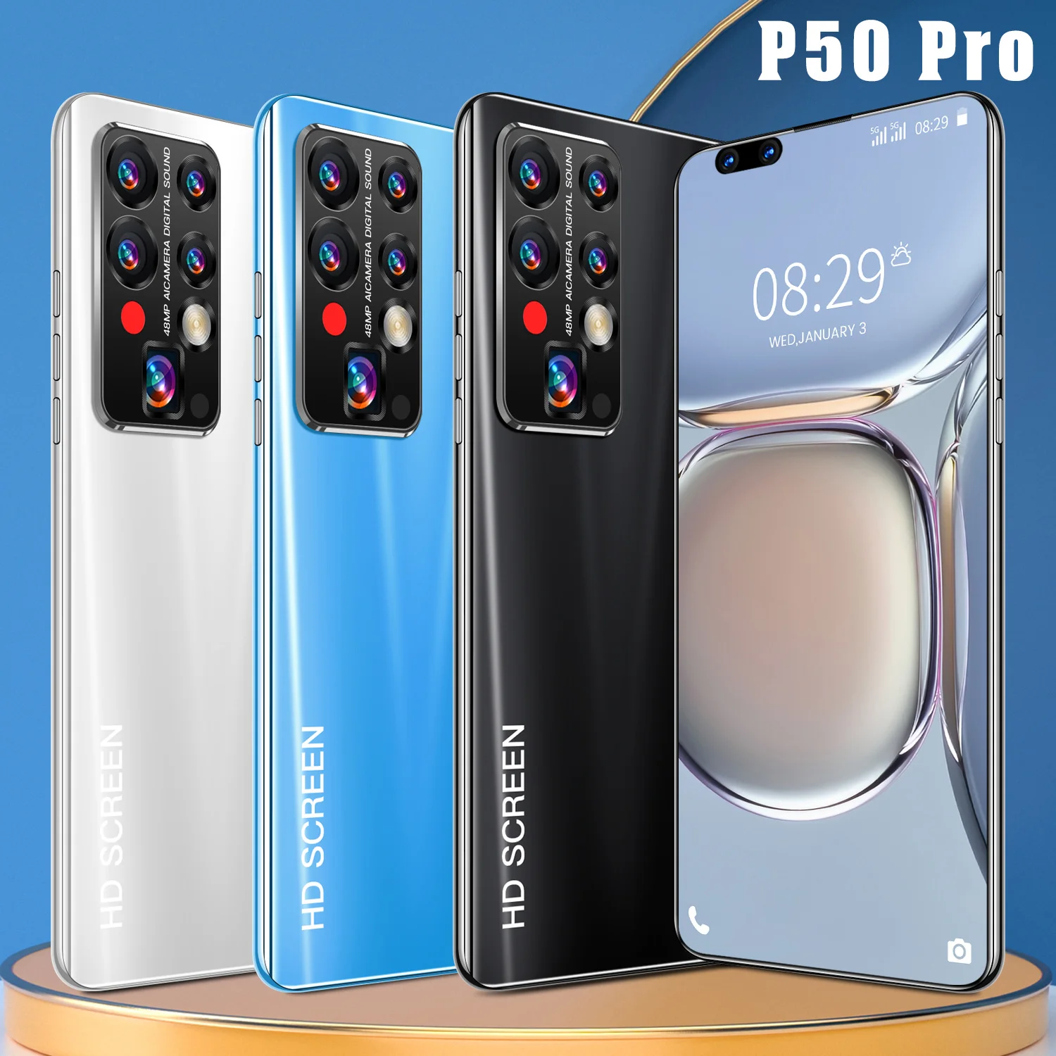 

5G Mobile Phone 3040*1440 P50 Pro 10Core MTK6889 16+512GB Flash Memory Front 40MP Back 48MP Dual SIM Face ID 7.8Inch Android11