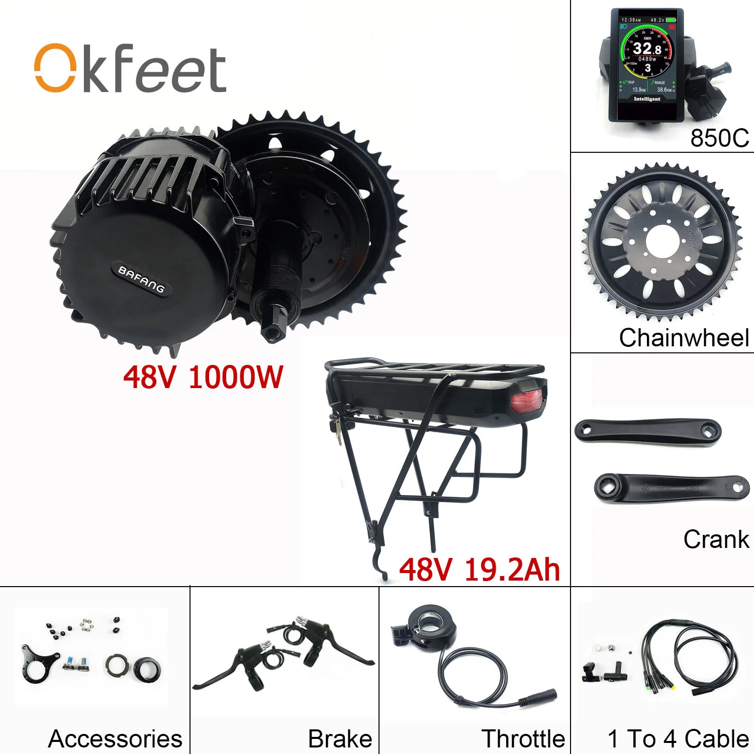 Мощный двигатель Bafang 8fun 68 мм 48 В 1000 Вт BBSHD G320 средний приводной сделай сам с