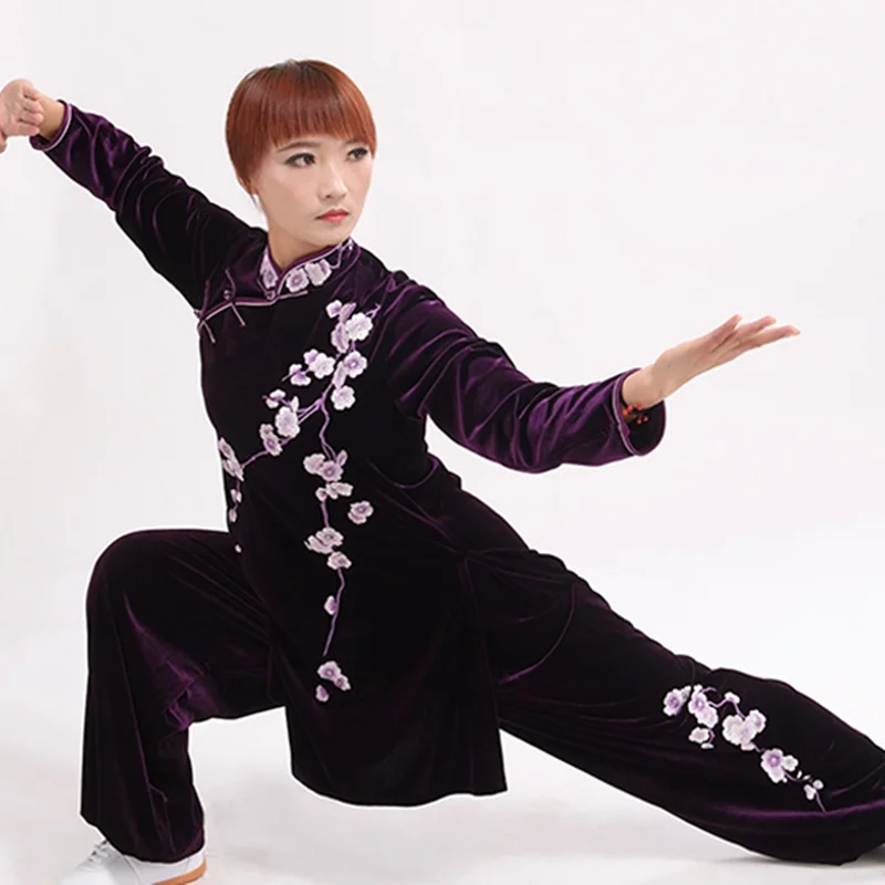 Велюровая одежда ушу костюм для боевых искусств выступлений тайчи кунг фу осенне