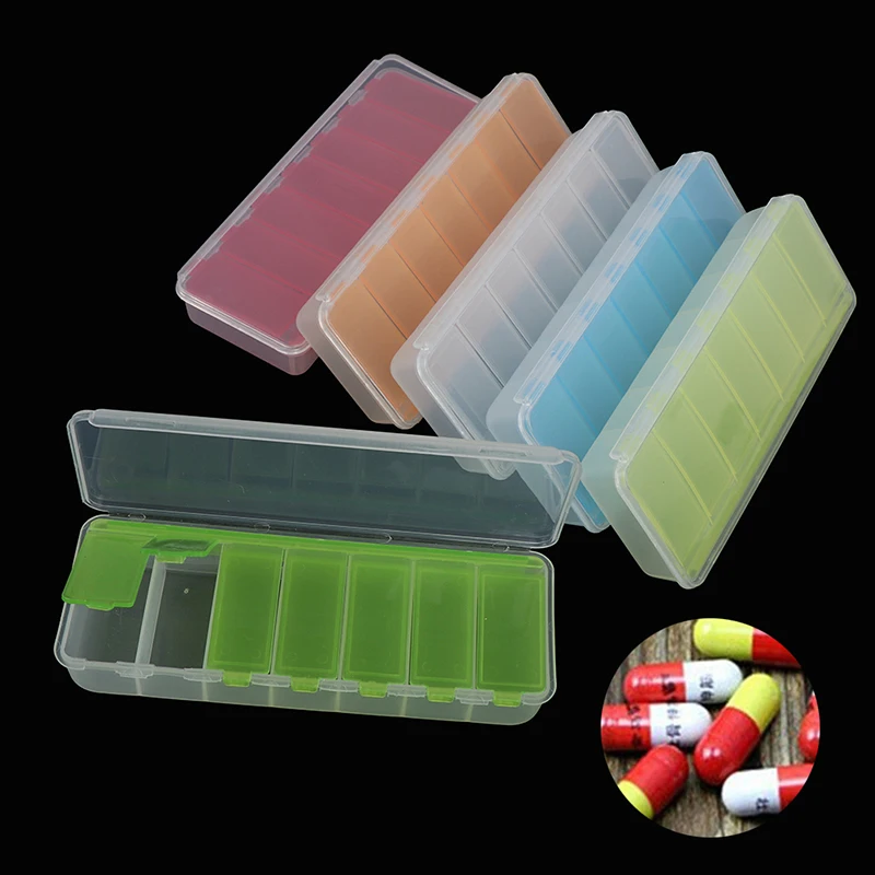 

5 Kleuren Grote Reizen Pil Gevallen Draagbare 7-Dag Geneeskunde Box Case Tablet Organizer Container Case Kleurrijke Pil cutter