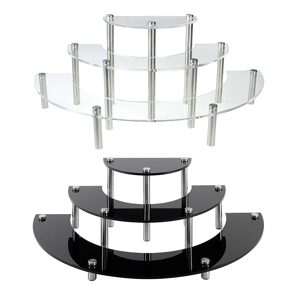 Трехуровневая полукруглая акриловая витрина для ювелирных изделий настольный