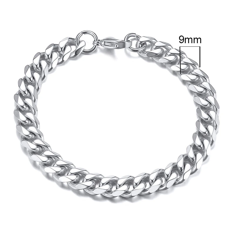 Vnox 3-11mm Chunky Miami Curb Chain Bracelet for Men, Stainless Steel Cuban Link Chain Wristband Classic Punk Heavy Male Jewelry