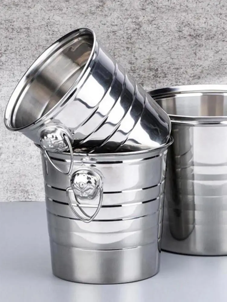 

Stainless Steel Champagne Wine Beer Ice Bucket Cooler With Handle For Home Party Bar 3L/5L/7L