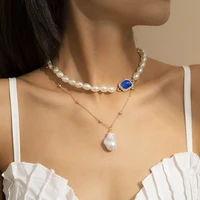 european american style baroque pearl crystal pendant necklace retro fashion women tourism jewelry accessories christmas gifts