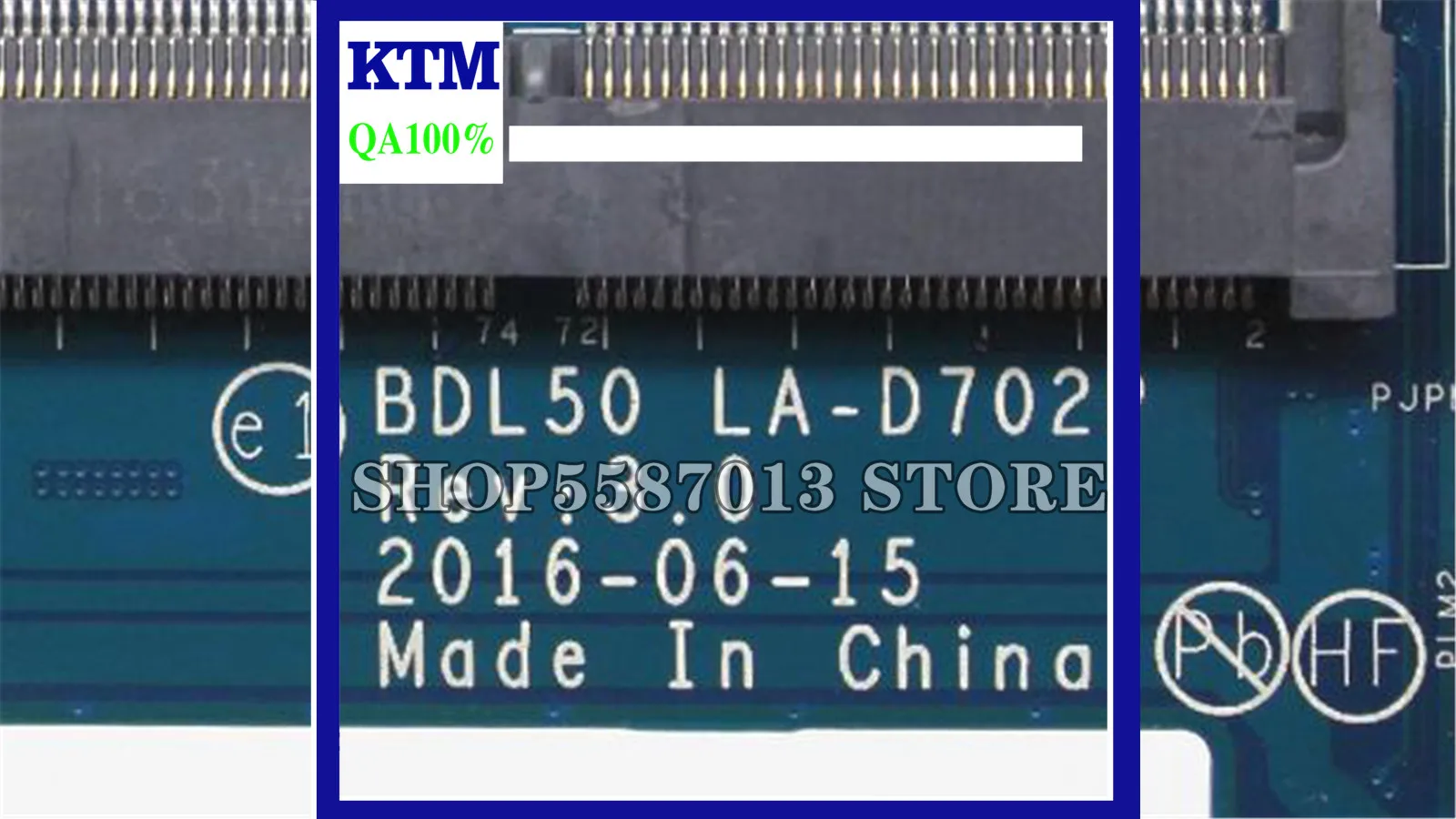 

KEFU LA-D702P motherboar For HP 250 G5 15-AY 854943-001 854943-601 Laptop Motherboard LA-D702P with N3710 CPU MB 100% original