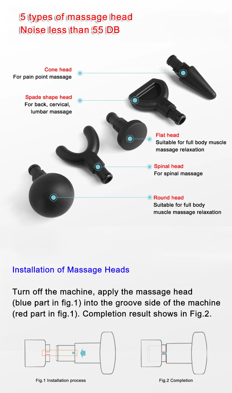 Booster Massager 5 Massage Head Body Massage Gun Muscle Stimulator Vibrating Electric Massage Body Relaxation Slimming
