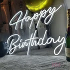 Неоновые вывески на день рождения на заказ, светодиодная акриловая неоновая вывеска, светильник на день рождения, доска с буквами, фон для вечеринки, настенные декоративные вывески