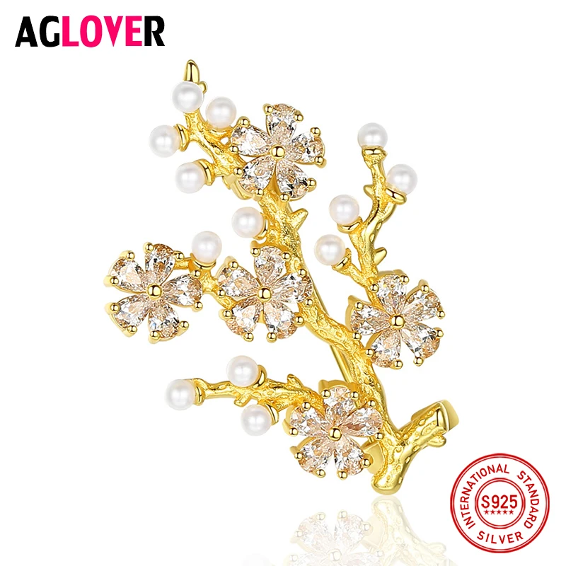 Женская Брошь с жемчугом AGLOVER брошь из серебра 925 пробы в форме дерева свадебный
