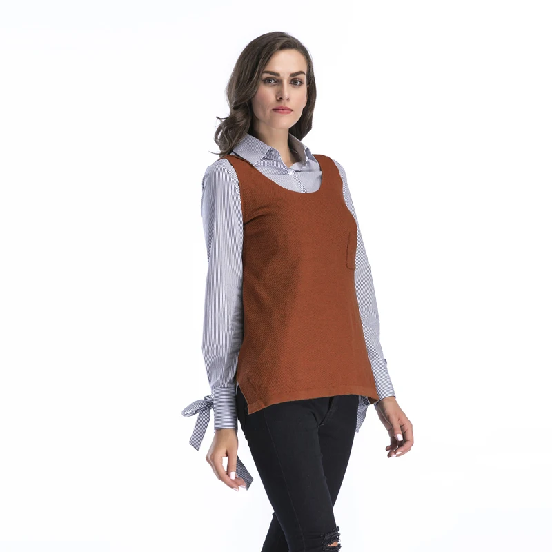 

2020 Women's Winter Fashion Sweater Vest O-Neck Sleeveless Pockets Ladies Knitted Waistcoats Solid Casual Women's Jacket Mujer