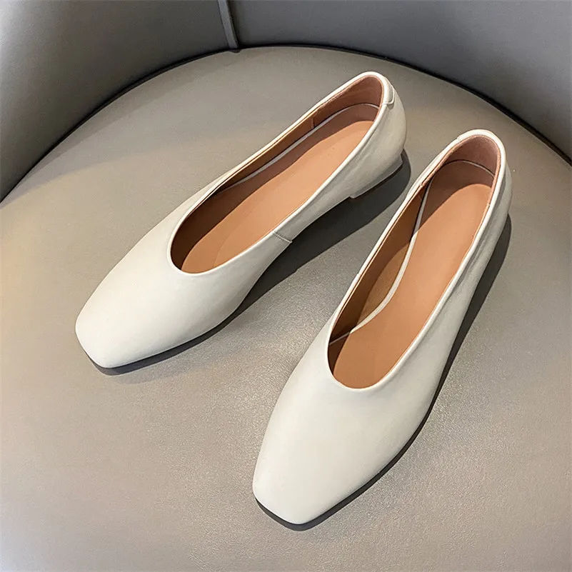 

Meotina Square Toe Med Heels Natural Genuine Leather Women Shoes Chunky Heel Pumps Office Ladies Footwear Spring Beige Size 40