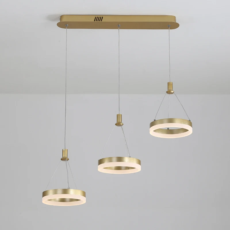 Round Gold Современные светодиодные подвесные светильники для кухни, столовой, кровати, комнаты, подвесные светильники, блестящий металлический+ акриловый подвесной светильник, подвесной светильник - Цвет корпуса: Round Gold