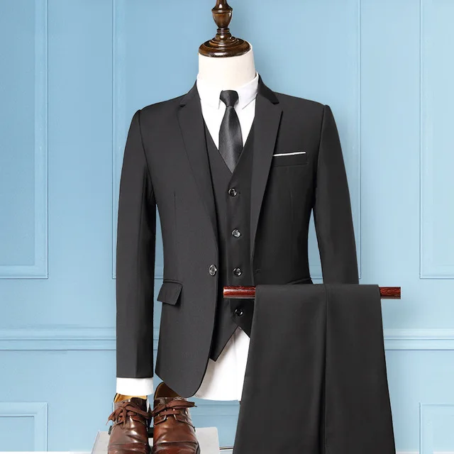 Mens Suits with Pants Men 3 Piece set Slim Fit Suits for Groom Wedding Gentleman One Button Blazer Vest Pants Men Business Suite
