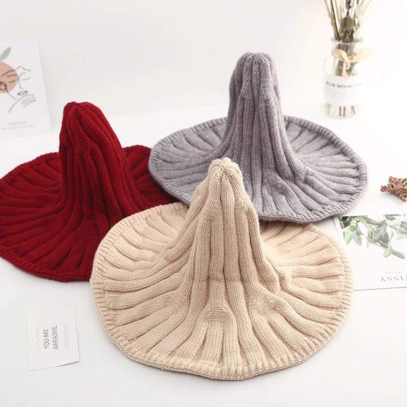 Уникальные шапки ведьмы на Хэллоуин для женщин складная шерстяная вязаная