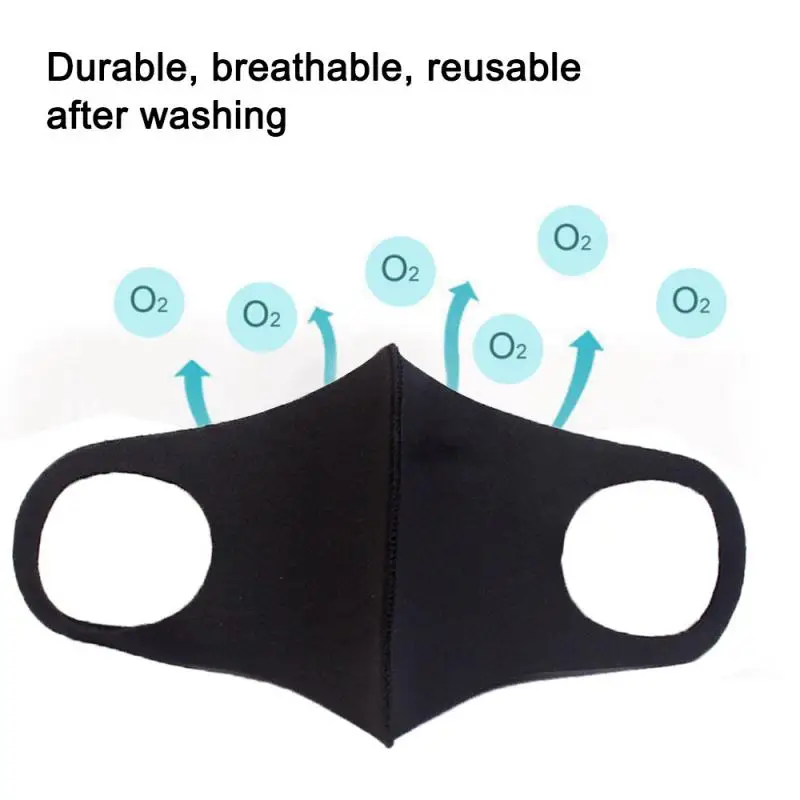 

10Pcs Washable EarLoop Face Mask Cycling Environmental Mouth Mask Respirator Black Mask Children Adult