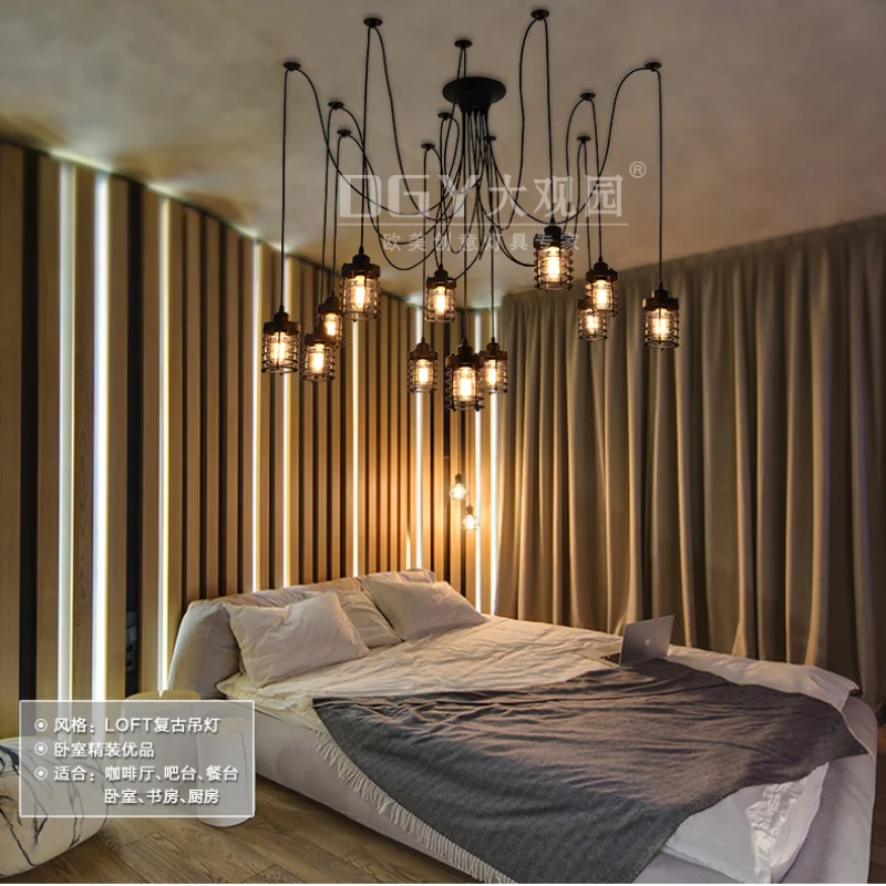 Koop Mutilple Arm Edison Lamp Hanger Kroonluchter Moderne Vintage Loft Bar Restaurant Slaapkamer E27 Art Hanger Industriële Lamp Gratis Schip