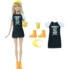 1 комплект, наряд для куклы BJDBUS, черная футболка, платье, чашка для напитков, шапочка, оранжевая обувь, Одежда для куклы Барби, детские игрушки для одевания