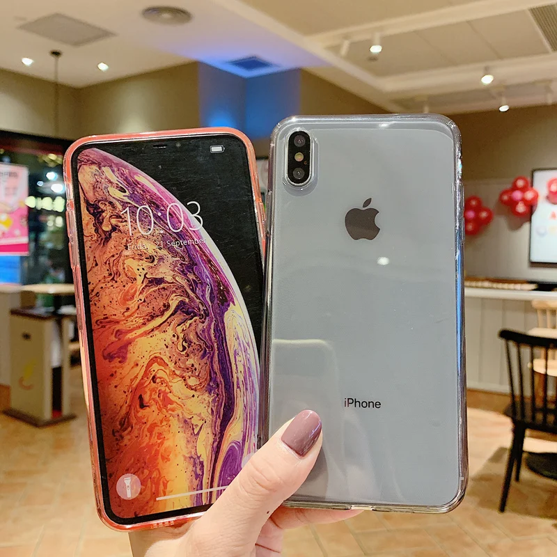 Розовое золото карамельный мягкий прозрачный чехол бампер для iPhone 12 Mini 7 8 Plus XR X Xs
